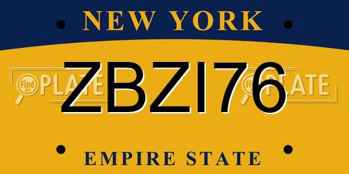 ZBZI76 New York License Plate