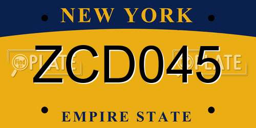 ZCD045 New York License Plate