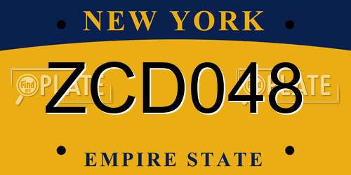 ZCD048 New York License Plate