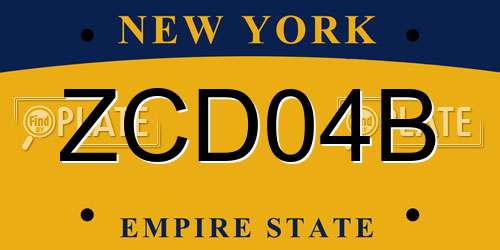 ZCD04B New York License Plate