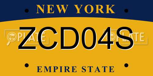 ZCD04S New York License Plate