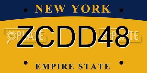 ZCDD48 New York License Plate
