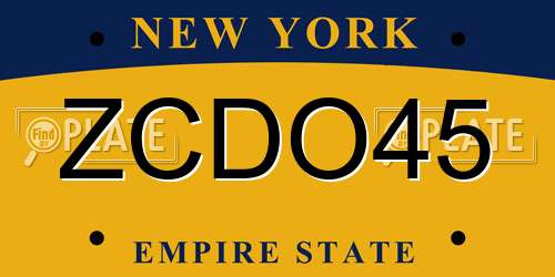 ZCDO45 New York License Plate