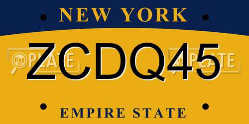 ZCDQ45 New York License Plate