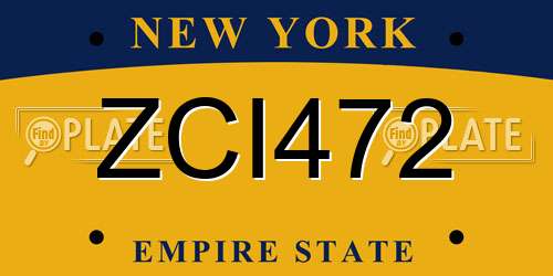 ZCI472 New York License Plate