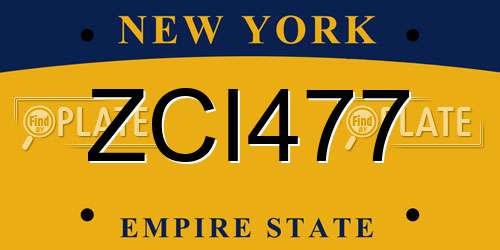 ZCI477 New York License Plate
