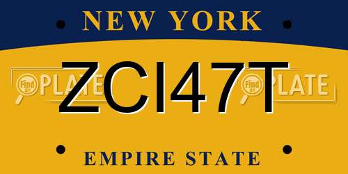 ZCI47T New York License Plate