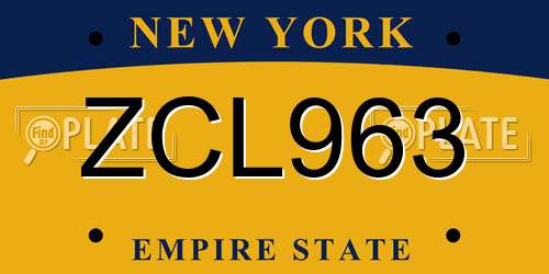 ZCL963 New York License Plate