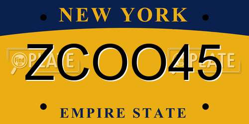 ZCOO45 New York License Plate