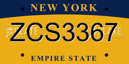 ZCS3367 New York License Plate