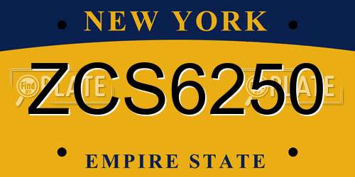 ZCS6250 New York License Plate