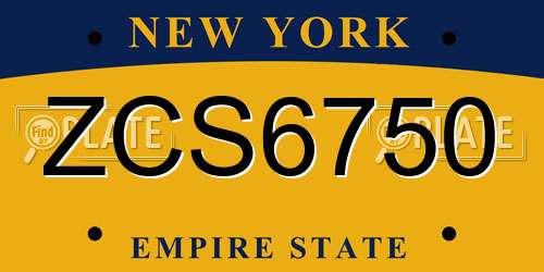 ZCS6750 New York License Plate