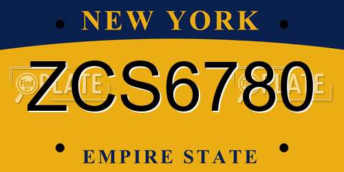 ZCS6780 New York License Plate