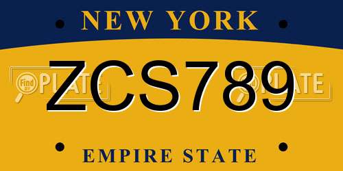ZCS789 New York License Plate
