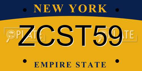 ZCST59 New York License Plate