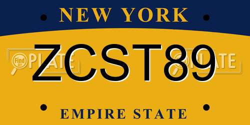 ZCST89 New York License Plate