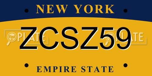 ZCSZ59 New York License Plate