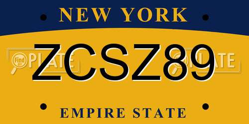 ZCSZ89 New York License Plate