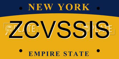 ZCVSSIS New York License Plate