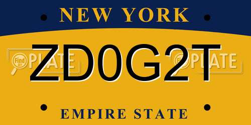 ZD0G2T New York License Plate