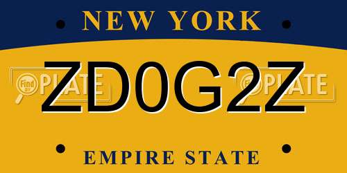ZD0G2Z New York License Plate