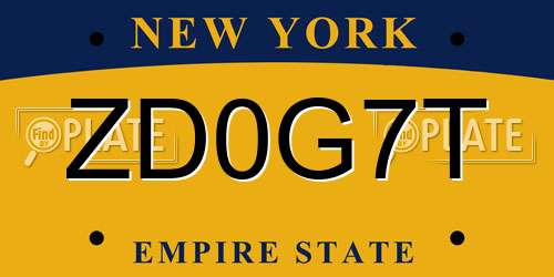 ZD0G7T New York License Plate