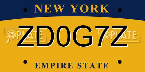 ZD0G7Z New York License Plate