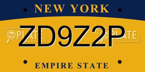 ZD9Z2P New York License Plate