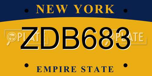 ZDB683 New York License Plate