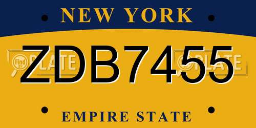 ZDB7455 New York License Plate
