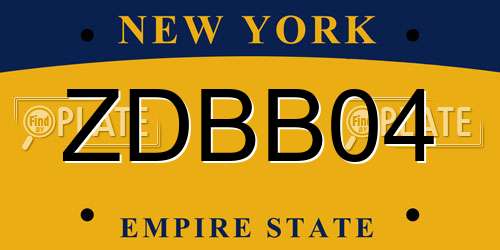 ZDBB04 New York License Plate