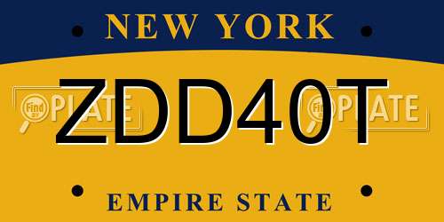 ZDD40T New York License Plate