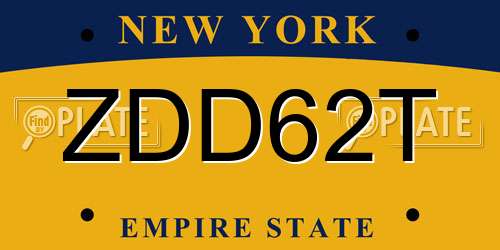 ZDD62T New York License Plate