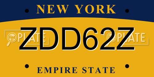 ZDD62Z New York License Plate
