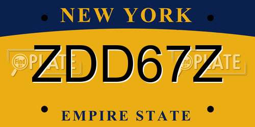 ZDD67Z New York License Plate