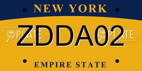 ZDDA02 New York License Plate