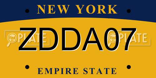 ZDDA07 New York License Plate