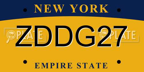 ZDDG27 New York License Plate