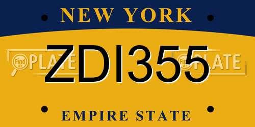 ZDI355 New York License Plate