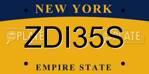 ZDI35S New York License Plate