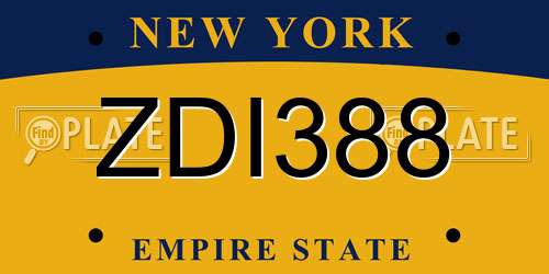 ZDI388 New York License Plate