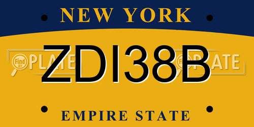 ZDI38B New York License Plate