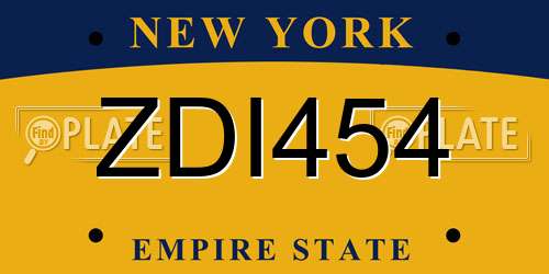 ZDI454 New York License Plate