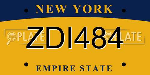 ZDI484 New York License Plate