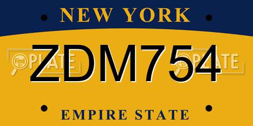 ZDM754 New York License Plate