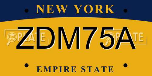 ZDM75A New York License Plate