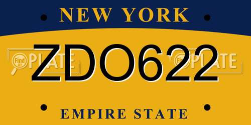 ZDO622 New York License Plate