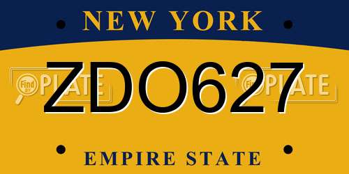 ZDO627 New York License Plate