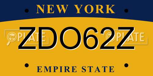 ZDO62Z New York License Plate