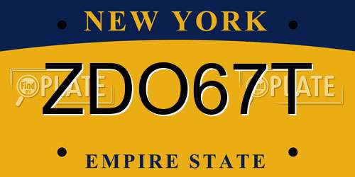 ZDO67T New York License Plate